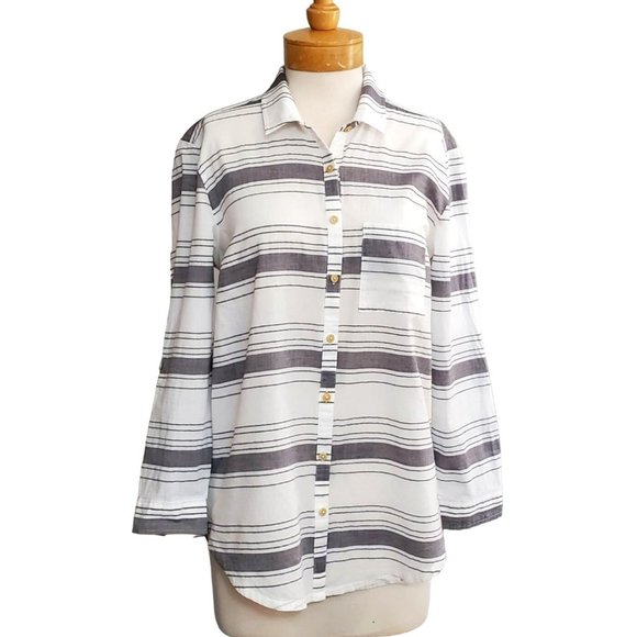 Matilda Jane & Joanna Gaines Made Ready Womens Button Up Shirt Cotton Sz M - Picture 1 of 8